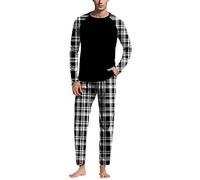 Pigiama Uomo Cotone Completo Taglie Forti Caldo Pigiama Cotone Pigiama Lungo Classico Pigiami Due Pezzi Leggero Elegante Pigiama Invernale Offerta Autunno Pigiama Pile