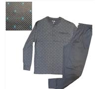 Pigiama uomo cotone estate taglie grandi forti calibrato maniche lunghe tasche