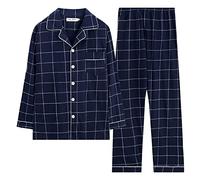 Pigiama Uomo Cotone Lungo Completo Elegante Pigiama Invernale Pigiama Cotone Leggero con Bottoni Autunno Pigiama Pile Caldo Taglie Forti Pigiama Lungo Classico Offerta Pigiami Due Pezzi