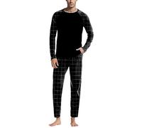 Pigiama Uomo Cotone Lungo Elegante Offerta Caldo Pigiama Invernale Pigiami Due Pezzi Leggero Pigiama Pile Classico Completo Pigiama Cotone Taglie Forti Autunno Pigiama Lungo