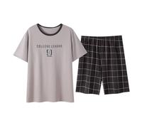 Pigiama Uomo Cotone - Pigiami Due Pezzi da Uomo Pigiama da Uomo Estivo in Cotone a Maniche Corte per Il Tempo Libero Semplice può Essere Indossato Fuori casa (Khaki XXL)