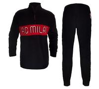Pigiama Uomo Full Zip in Pile AC Milan Prodotto Ufficiale Art. MI14134 (Nero, S)