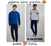 PIGIAMA UOMO IL GRANCHIO COTONE ESTIVO PRIMAVERILE MANICA LUNGA SERAFINO