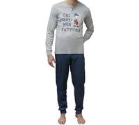 Pigiama Uomo in 100% Caldo Cotone Interlock, Maglia Manica Lunga con Stampa Disney Zio Paperone, in 2 Varianti (DYG4715) (IT, Testo, L, XL, Regular, Regular, Grigio)