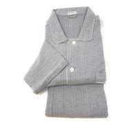 Pigiama Uomo in Flanella di Puro Cotone Collo Camicia con Profilo Pantalone Aperto (50, 31 Grigio)
