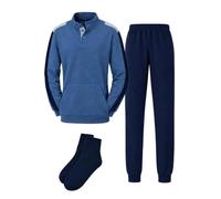 Pigiama Uomo Interlock Navigare Art. 142037 con Calzino Omaggio Jeans, Completo Notte Manica Lunga con Tasca a Marsupio e Pantalone Lungo