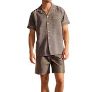 Pigiama Uomo Invernale - Completo Estivo da a Maniche Corte con Pantaloncini Che può Essere Indossato Anche Fuori dal Completo da casa Stampato (Brown, XXL)