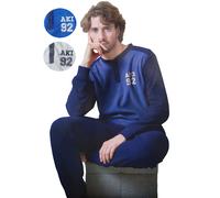 Pigiama uomo invernale in pile caldo lungo serafino completo polsini Aki 22744