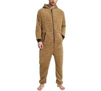 Pigiama Uomo Invernale Intero - Pigiama Uomo Invernale Caldo in Pile Double-Face Pesante Tuta con Cappuccio A Maniche Lunghe Tuta Intera con Cerniera Lampo Pigiami Intero con Tasche per Invernale