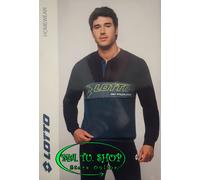 Pigiama Uomo LOTTO 100% Cotone Estivo Lungo con Polsini Verde o Blu Sportivo