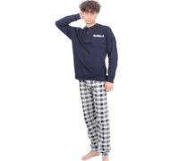 Pigiama Uomo Lungo in Cotone Invernale Interlock 100% - Stile e Comfort - Pigiama Morbido per Le Notti Invernali - Polsini No Stress (IT, Testo, L, Regular, Regular, 877 Jeans)