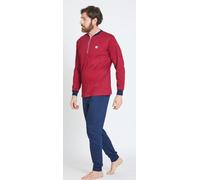 PIGIAMA UOMO LUNGO MEZZA ZIP IN CALDO COTONE 100% NAZARENO GABRIELLI BLU ROSSO