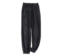Pigiama Uomo Lungo Pantaloni Pigiama, Tinta Unita Pesante in Pile Bottoms con Risvolto Termica Confortevole Pantalone con Allacciatura Casual Tendenza da Casa Ideal per Autunno E Inverno