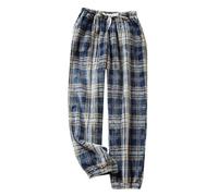 Pigiama Uomo Lungo Pigiama A Quadri, A Righe A Griglia con Coulisse Pantaloni in Flanella con Risvolto Confortevole Caldo Pantalone Uomo Casual Tendenza Ideal per Autunno E Inverno