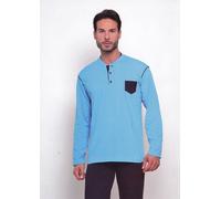 Pigiama Uomo Lungo Serafino. Pantalone elastici. DETTAGLI NOTTURNI - ANTONELLO.