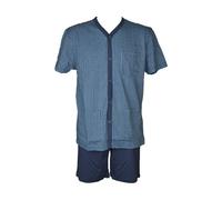 RAGNO Pigiama Uomo Corto Maglia Mezza Manica Aperto Davanti in Maglina di Cotone Articolo U888N0, B88F Fantasia Naval accademy geometrie, Taglia 50