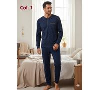 PIGIAMA-uomo "Vanuè" Scollo SERAFINO con Taschino CALDO COTONE INTERLOCK-FELPATO