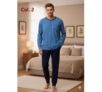 PIGIAMA-uomo "Vanuè" Scollo SERAFINO con Taschino CALDO COTONE INTERLOCK-FELPATO