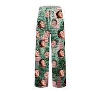 Pigiama Viso Personalizzato Uomini Donne Coppie,Natale Pantaloni Del Pigiama Personalizzati Con Foto Del Viso Pantaloni Del Pigiama Stampati A Tema Natalizio Multicolore S-3Xl (Stile B)