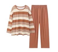 Pigiami da Donna Taglie Forti Pigiama Set Casa con Girocollo Cotone Biancheria Notte Morbida Casual Trasparente Abbigliamento Accogliente per e Casuale