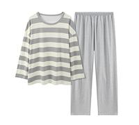 Pigiami da Donna Taglie Forti Pigiama Set Casa con Girocollo Cotone Biancheria Notte Morbida Casual Trasparente Abbigliamento Accogliente per e Casuale