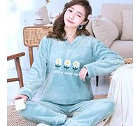 Pigiami Invernali Donna,Pullover Con Scollo A V Blu Cielo Pigiama Di Flanella Caldo Donna Cute Daisy Autunno Maglie E Pantaloni A Maniche Lunghe Indumenti Da Notte 2 Pezzi Completi Casual Per La Casa,