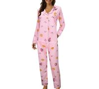 Pigiami Lunghi Donna, Pigiama Donna Bottoni Completo Lunghe con Bottoni O Polsini Modelli Vari Colori a Fiori Morbido E Confortevole Pigiami Donna Invernali per Tutto I’Anno