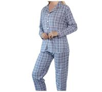Pigiami Lunghi Donna, Pigiama Donna Bottoni Davanti Maniche Lunghe Camicia con Bottoni sul Bavero Comodo Pantaloni Lunghi Traspiranti Casual in Due Pezzi Pigiama Aperto Davanti Donna per La Casa