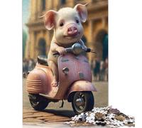 Piglet Riding Vespa Puzzle Impossibili 1000 Pezzi Decorazione Per La Casa. Giochi Rilassamento E Intelligence Per Adulti E Ragazzi Da 14 Anni 1000pcs (75x50cm)