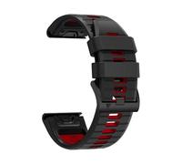 PIGLOLKINY Cinturino ad adattamento rapido da 26/22 mm for Garmin Instinct 2X Solar Forerunner 970 965 955 Cinturini sportivi Fenix 8 E 7 7X 6 6X Pro 5 5X(Black Red,26mm QuickFit)
