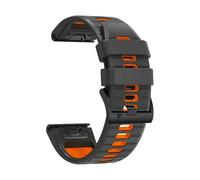 PIGLOLKINY Cinturino ad adattamento rapido da 26/22 mm for Garmin Instinct 2X Solar Forerunner 970 965 955 Cinturini sportivi Fenix 8 E 7 7X 6 6X Pro 5 5X(Charcoal grey Orang,26mm QuickFit)
