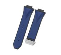 PIGLOLKINY Cinturino for orologio speciale for bocca convessa 17-29mm in silicone Bracciale for fibbia pieghevole in acciaio inossidabile for HUBLOT BIG BANG(Blue-S)