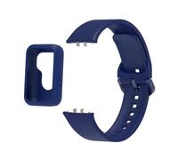 PIGLOLKINY Cinturino in silicone for Samsung for Galaxy Fit 3 Fit3 SM-R390 cinturino da polso + custodia protettiva(Navy Blue)