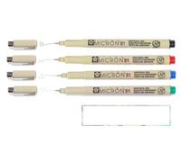 PIGMA MICRON Sakura 01 - Set di 4 colori, rosso, verde, blu, nero