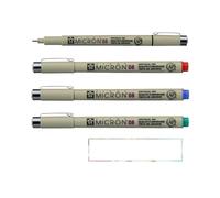PIGMA MICRON Sakura 08. Set di 4 colori, rosso, verde, blu, nero