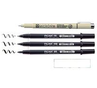 PIGMA MICRON Sakura Brush Pen. Pennarello per penna, nero, punta a pennello FB, MB, BB e 05 + 1 carta