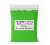 Pigmento in polvere verde zinco chiaro 100 g olio tempera affreschi encausto tonalità fredda delicata decorazione arte pittura superfici artistiche