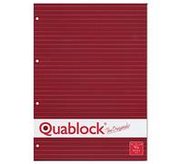 Blocco ricambi forati Quablock Original - A4 - 1 rigo - 50fg - 80gr - collato lato lungo - Pigna