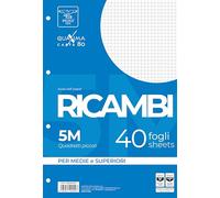 Ricambi forati Quaxima - A4 - quadretto 5mm - 40 fogli - 80gr - Pigna