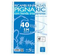 PIGNA - 02194595M - Ricambi forati rinforzati Pignaric - A4 - quadretto 5mm - 40 fogli - 80gr - Pigna - 54884 - Conf. da 1 Pz. - 02194595M