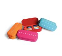 Pigna, Astuccio Bustina in Tessuto e morbido Silicone, Monocromo, 2 Zip colore Rosso