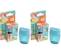 Pigna, Blister 1 temperino NATURE FLOWERS, 2 fori, con serbatoio, confezione singola (Confezione da 2)