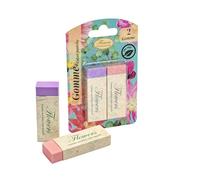 Pigna, Blister 2 gomme NATURE FLOWERS, PVC free, rosa e viola