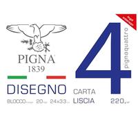 Blocco Disegno PIGNA4 24x33 cm - 4 angoli 20 Fg. 200 gr. Liscio (10 Pz). Album