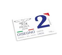 Pigna, Blocco da Disegno PignaDue con 4 angoli, Formato 24x33 cm., 20 Fogli da 110 g/m², Perfetto per Disegni e Schizzi, Carta Liscia, confezione 1 pezzo