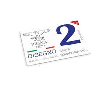 Pigna, Blocco da Disegno PignaDue con 4 angoli, Formato 24x33 cm., 20 Fogli da 110 g/m², Perfetto per Disegni e Schizzi, Carta Liscia Squadrata, confezione 1 pezzo