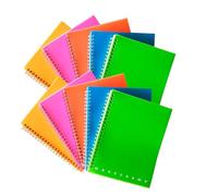 Pigna - Confezione 10 pezzi Quaderni A6 spiralati MONOCROMO FLUO PPL,quadretti 5mm