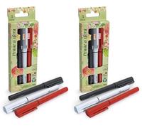 Pigna, Confezione 3 penne NATURE FLOWERS (blu, rosso, nero) (Confezione da 2)