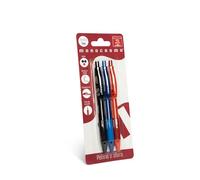 Pigna - Confezione 3 pezzi Penna MONOCROMO, BLU NERO ROSSO | A sfera - Chiusura scatto
