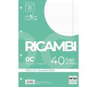 Pigna - Confezione 40 Ricambi A4,fogli con buchi senza rinforzo,0C